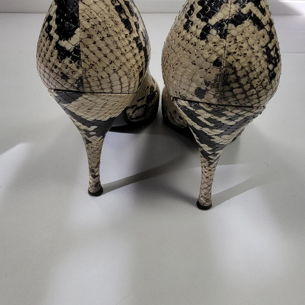 Stuart Weitzman Sz 8.5 Snake Pump Heels Pointed Toe Stilettos 4"_6